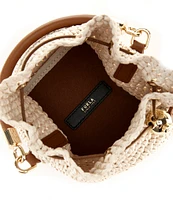 Furla Mionido Raffia Drawstring Mini Bucket Bag