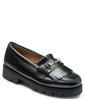 G.H. Bass Women's Lianna Kiltie Lug Sole Leather Bit Buckle Fringe Platform Loafers