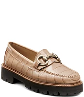 G.H. Bass Lianna Super Bit Crocodile Embossed Leather Platform Loafers