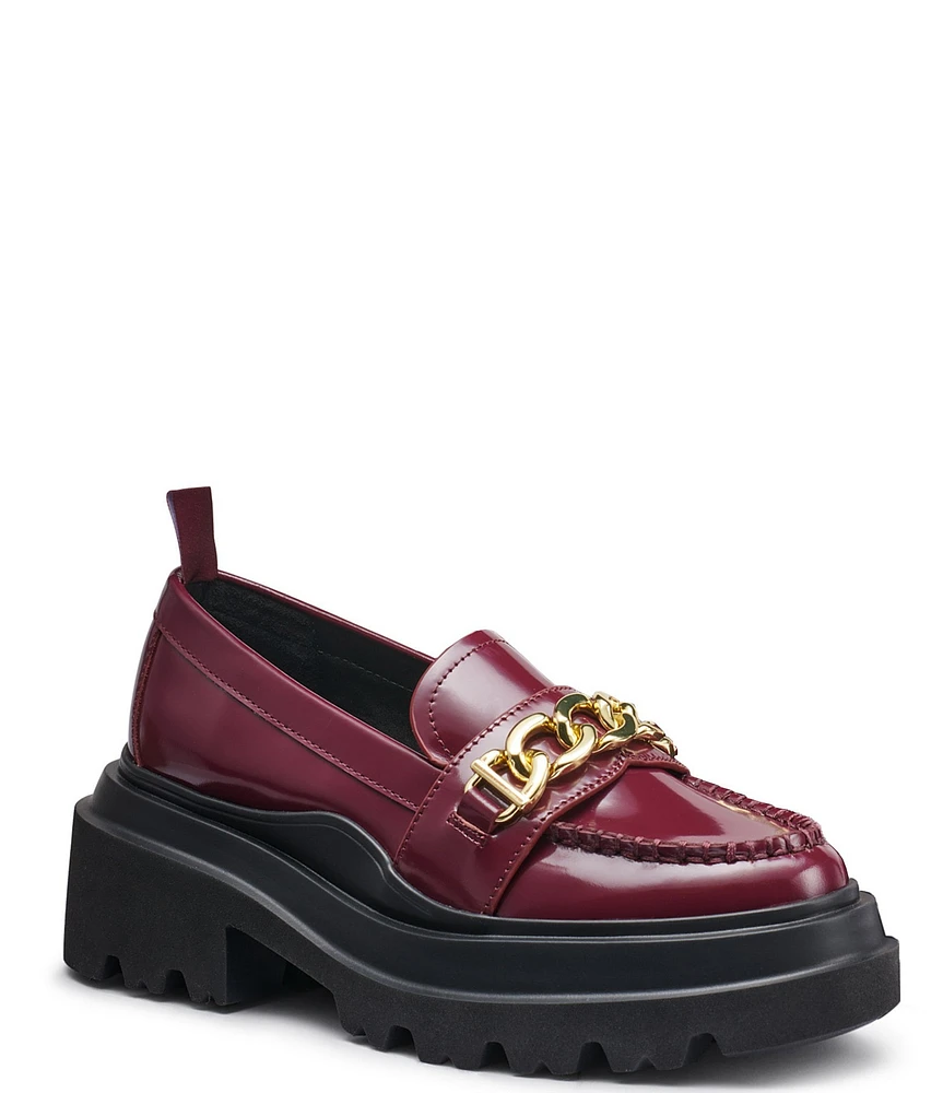 G.H. Bass Platform Lug Leather Chain Loafers