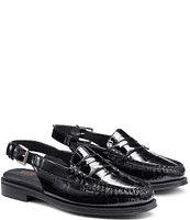 G.H. Bass Whitney Slingback Crocodile Embossed Leather Loafers