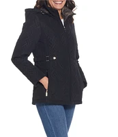 Gallery Diamond Quilted Water Resistant Hooded Zip Front Jacket