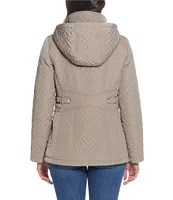 Gallery Diamond Quilted Water Resistant Hooded Zip Front Jacket