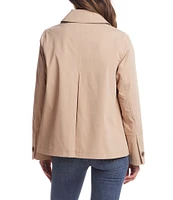 Gallery Ladies Solid Stand Collar Long Sleeves Water Resistant Button Front Short Rain Jacket