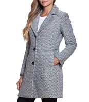 Gallery Single Breasted Water Resistant Basket Weave Textured Wool Blend Peacoat