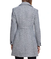 Gallery Single Breasted Water Resistant Basket Weave Textured Wool Blend Peacoat