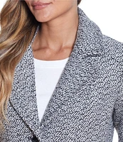 Gallery Single Breasted Water Resistant Basket Weave Textured Wool Blend Peacoat