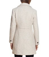 Gallery Single Breasted Water Resistant Basket Weave Textured Wool Blend Peacoat