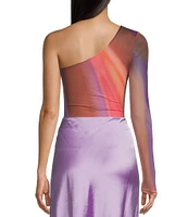 GB Abstract Mesh One Shoulder Bodysuit