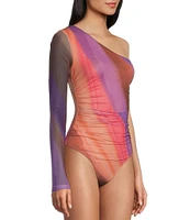 GB Abstract Mesh One Shoulder Bodysuit