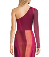 GB Abstract Mesh One Shoulder Bodysuit