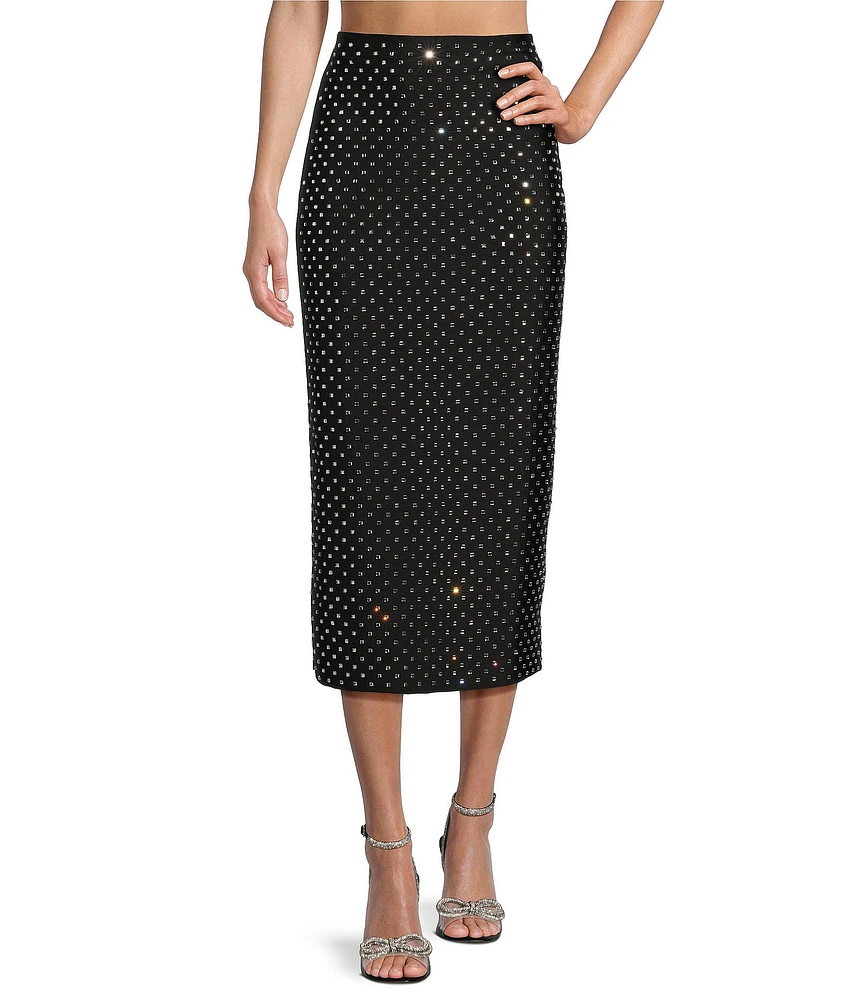 GB Allover Coordinating Rhinestone Midi Skirt