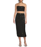 GB Allover Coordinating Rhinestone Midi Skirt