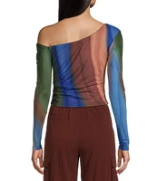 GB Asymmetrical Mesh One Shoulder Top