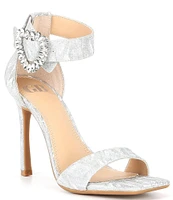 GB Be-Mine Rhinestone Heart Buckle Shimmer Sandals