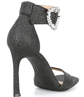 GB Be-Mine Rhinestone Heart Buckle Shimmer Sandals