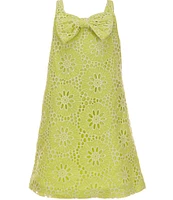 GB Big Girls 7-16 Bow Front Sleeveless Eyelet Shift Dress