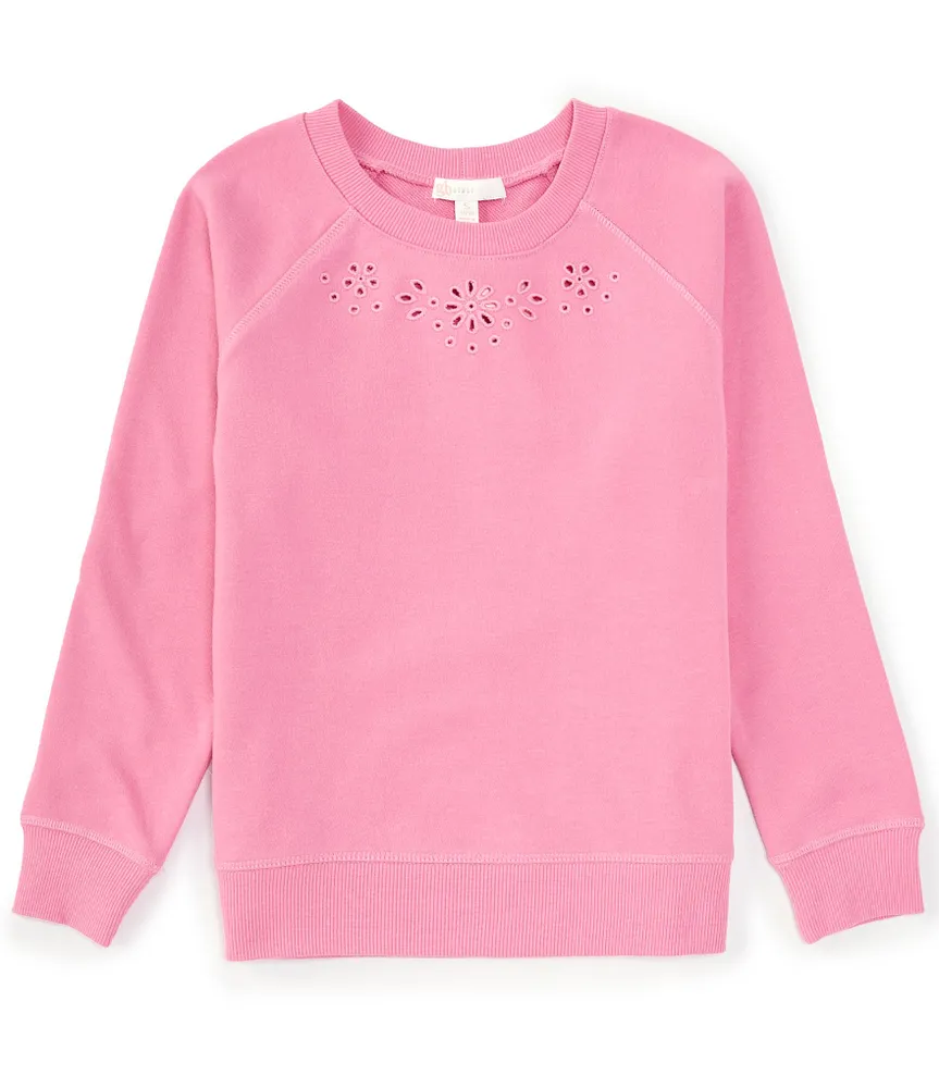 GB Big Girls 7-16 Long Sleeve Embroidered Crew Neck Sweatshirt