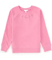 GB Big Girls 7-16 Long Sleeve Embroidered Crew Neck Sweatshirt