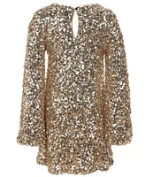 GB Big Girls 7-16 Long Sleeve Sequin Dress