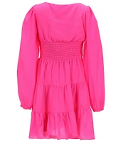 GB Big Girls 7-16 Long Sleeve Smocked Waist Dress