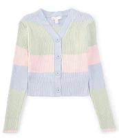 GB Big Girls 7-16 Long Sleeve Striped Cardigan Sweater