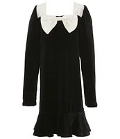 GB Big Girls 7-16 Long Sleeve Velvet Bow Dress