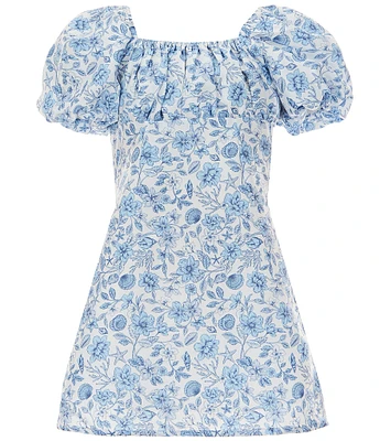 GB Big Girls 7-16 Mini Floral Print Puff-Sleeve Empire Waist Dress