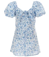 GB Big Girls 7-16 Mini Floral Print Puff-Sleeve Empire Waist Dress