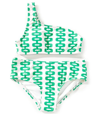 GB Big Girls 7-16 One Shoulder Printed 2-Piece Swimsuit