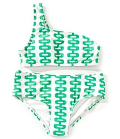 GB Big Girls 7-16 One Shoulder Printed 2-Piece Swimsuit