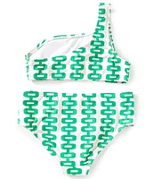 GB Big Girls 7-16 One Shoulder Printed 2-Piece Swimsuit