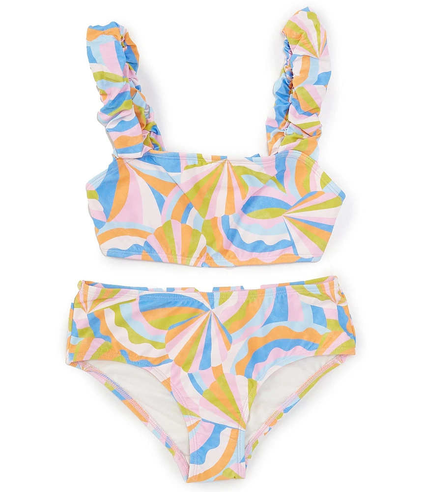 GB Big Girls 7-16 Printed Bungee Strap Bralette Two-Piece Swimsuit