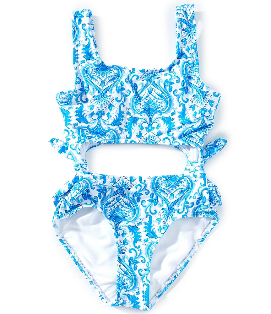 GB Big Girls 7-16 Pattern Cut Out One-Piece Swimsuit