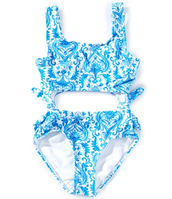 GB Big Girls 7-16 Pattern Cut Out One-Piece Swimsuit
