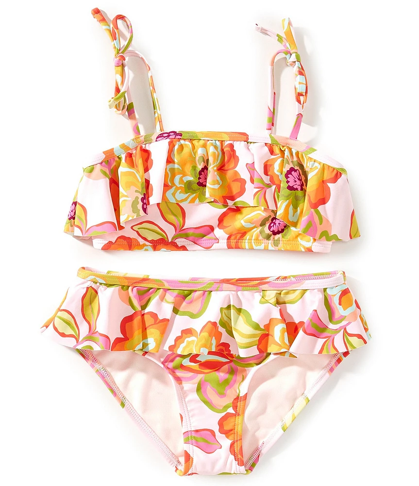 GB Big Girls 7-16 Printed Flounce Bralette Two-Piece Swimsuit