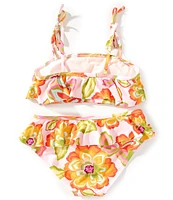 GB Big Girls 7-16 Printed Flounce Bralette Two-Piece Swimsuit