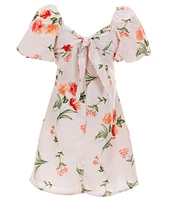 GB Big Girls 7-16 Floral Print Puff-Sleeve Empire Waist Dress