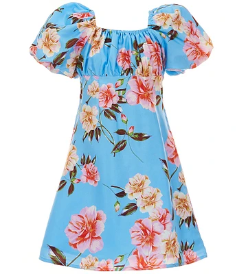 GB Big Girls 7-16 Floral Print Puff-Sleeve Empire Waist Dress