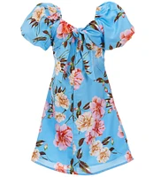 GB Big Girls 7-16 Floral Print Puff-Sleeve Empire Waist Dress
