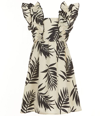 GB Big Girls 7-16 Ruffle Sleeve Palm Print Dress