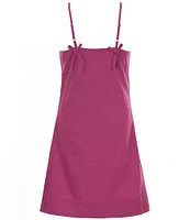 GB Big Girls Sleeveless Square Neck Linen Dress