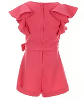 GB Big Girls 7-16 Tiered Ruffle Sleeve Tie Front Romper