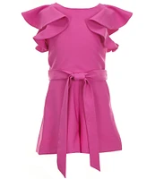 GB Big Girls 7-16 Tiered Ruffle Sleeve Tie Front Romper