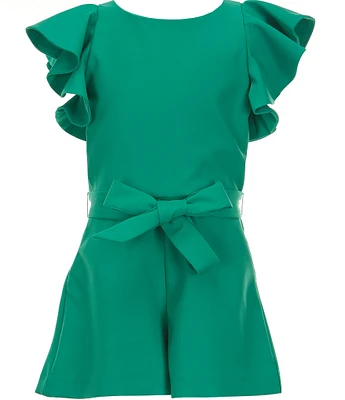 GB Big Girls 7-16 Tiered Ruffle Sleeve Tie Front Romper
