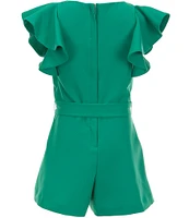 GB Big Girls 7-16 Tiered Ruffle Sleeve Tie Front Romper