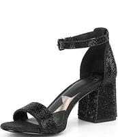 GB Bling-Out Rhinestone Embellished Family Matching Ankle Strap Block Heel Sandals