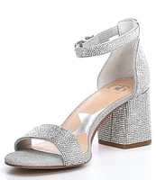 GB Bling-Out Rhinestone Embellished Family Matching Ankle Strap Block Heel Sandals