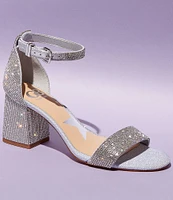 GB Bling-Out Rhinestone Embellished Family Matching Ankle Strap Block Heel Sandals