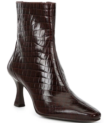 GB Call-Back Crocodile Embossed Leather Snip Toe Booties